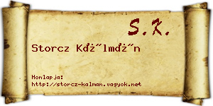 Storcz Kálmán névjegykártya